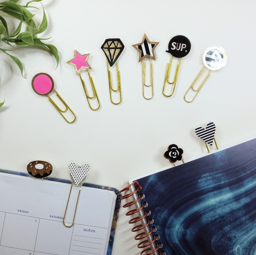 Gold Sticker Paper Clips, Woman Bookmark Paper Clips, Planner Accessory, Station